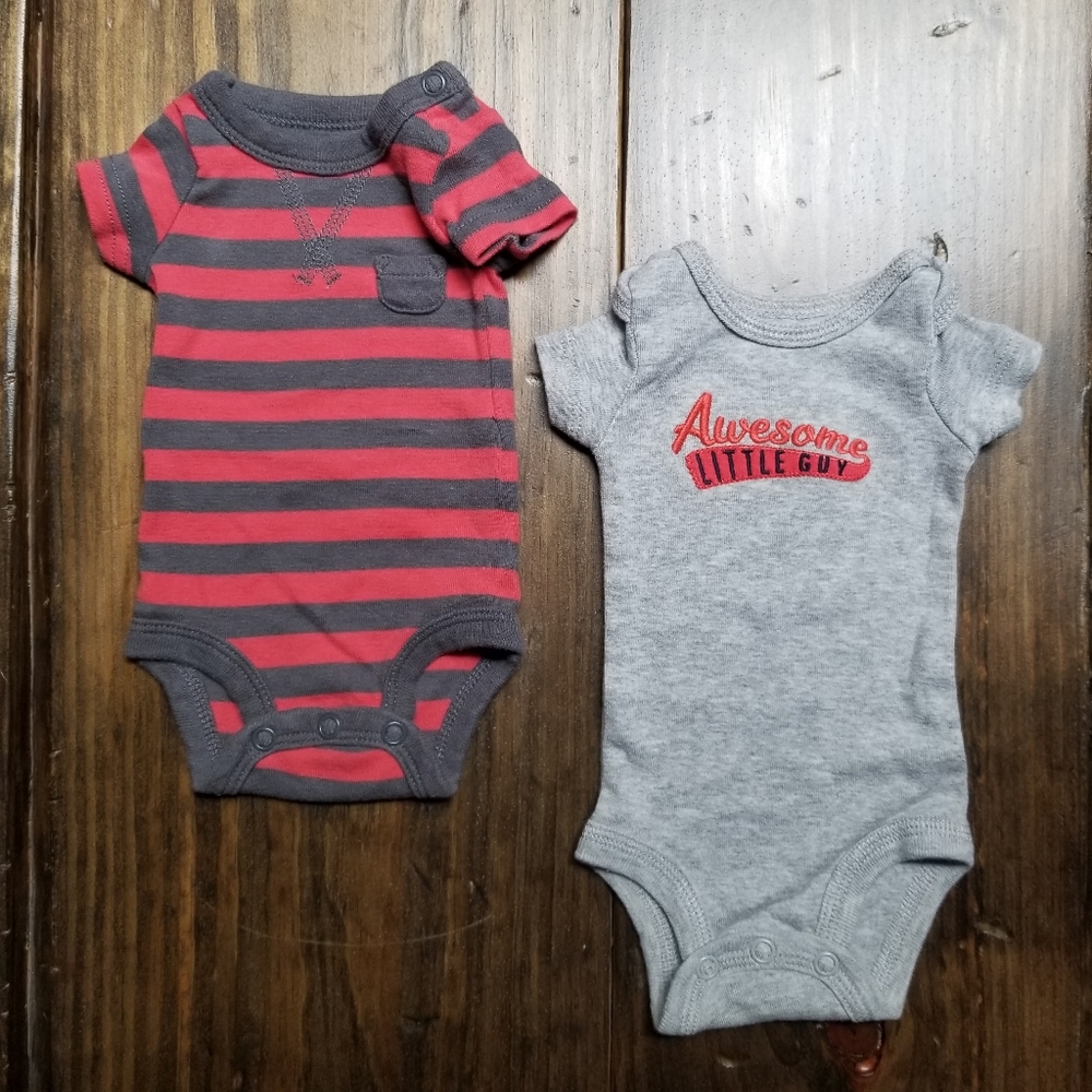Carter's Preemie Solid Striped Onesies Set of 2
